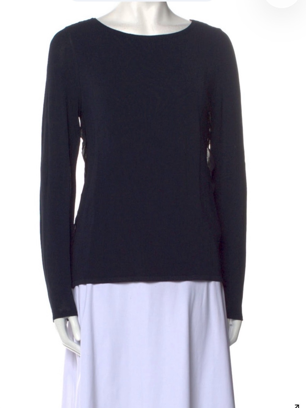 MaxMara Black Long Sleeve Scoop Neck Top